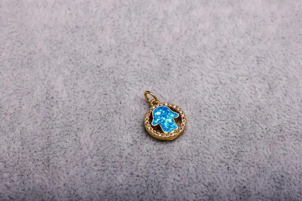 Hand hamsa blue-Gold plated