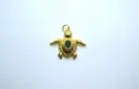 Green stone turtle charm-Gold plated