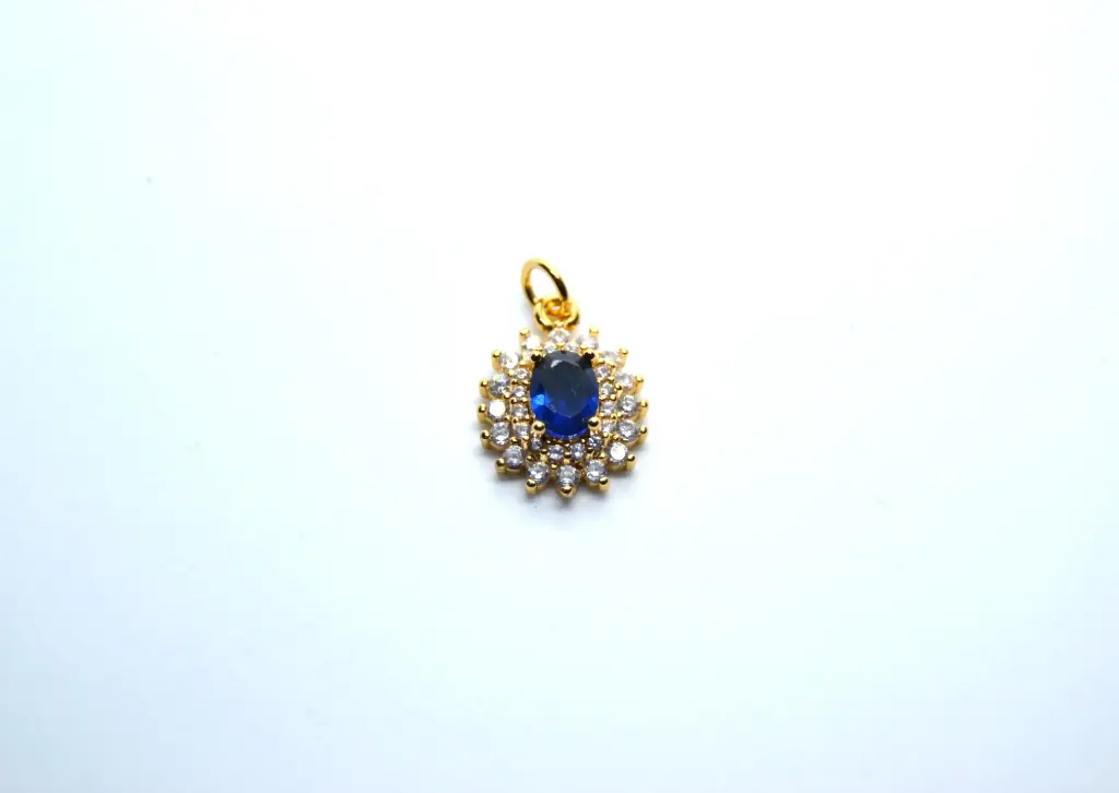 Blue crystal charm-Gold plated