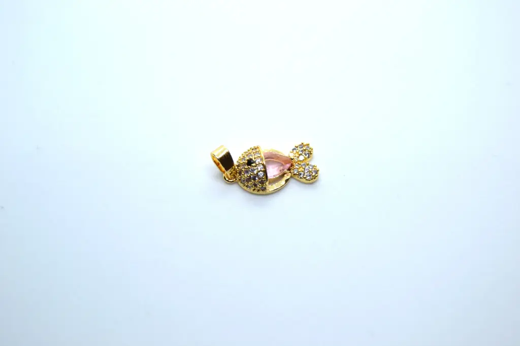 Pink fish charm-Gold plated