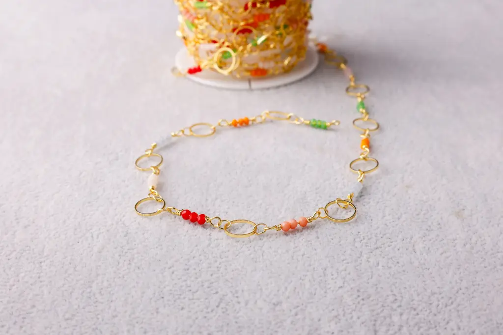 Coloured gold plated chain