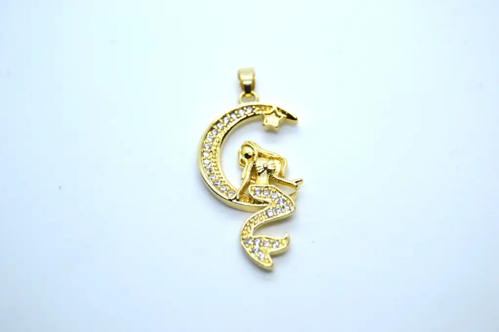 Mermaid on the moon-Gold plated