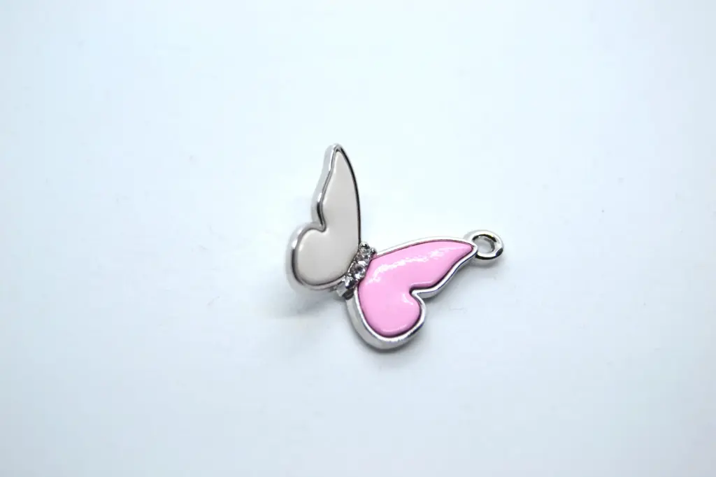 Silver stainless steel butterfly charm