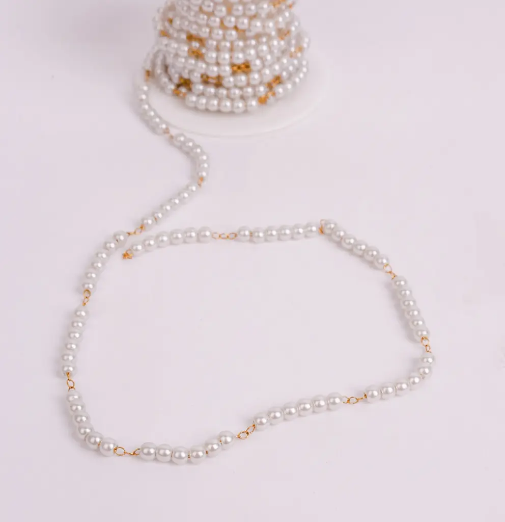 White pearl chain-Stainless steel