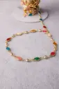Oval chain off white and coloured -Gold plated