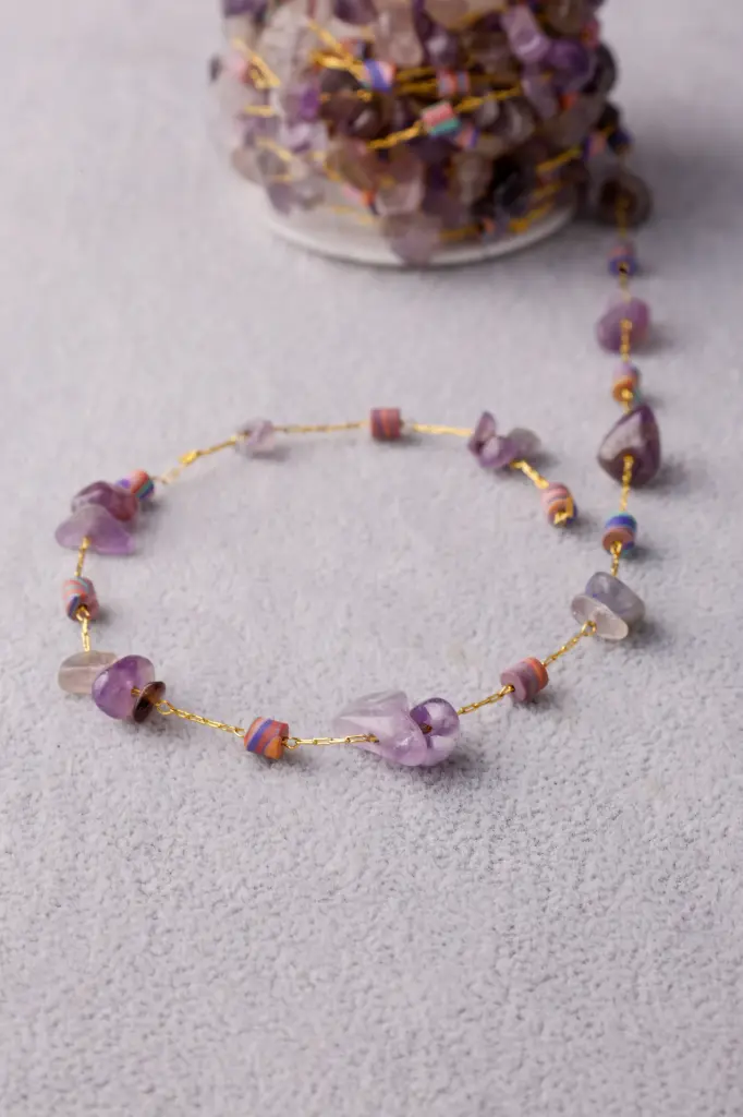Purple stones chain-Stainless steel