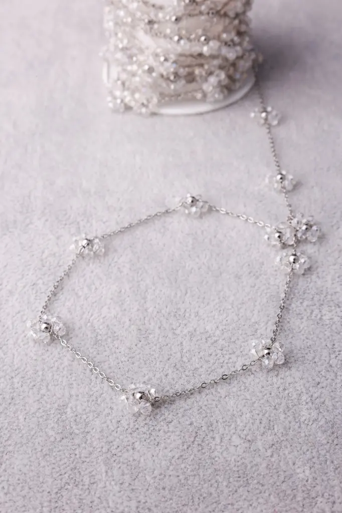 Transparent Flower Silver chain -stainless steel