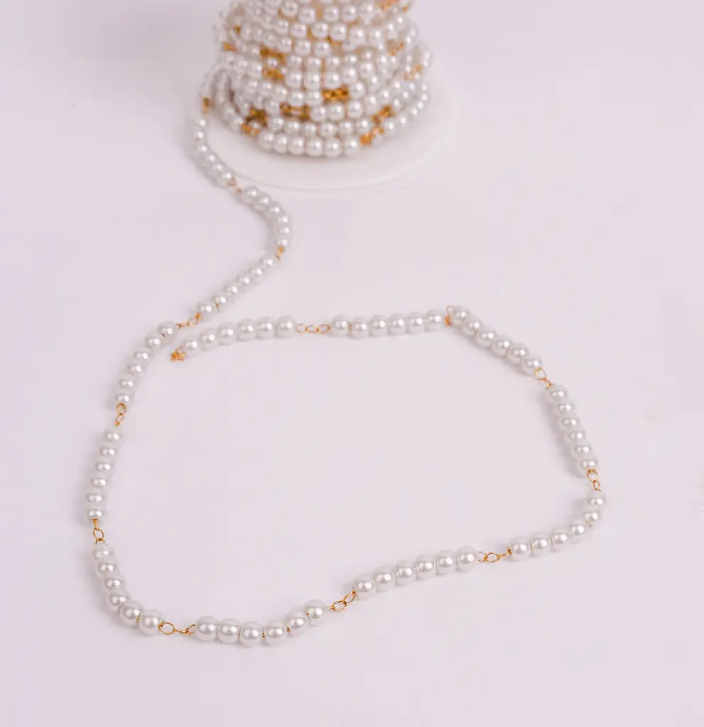 White pearl chain-Stainless steel
