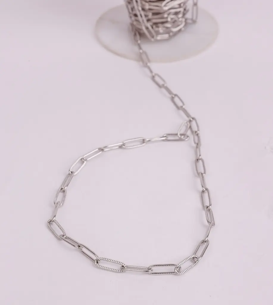 Silver paper clip chain-Stainless steel