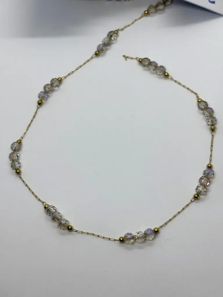 Light purple crystal chain-Stainless steel