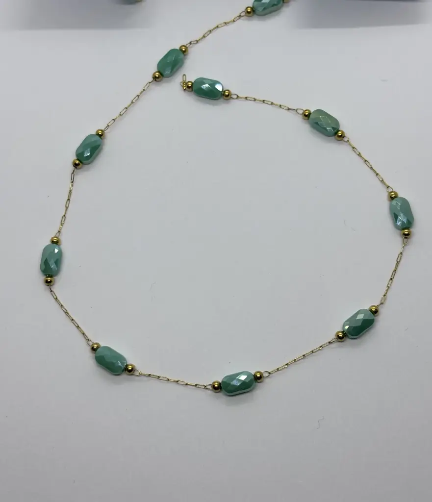Mint crystal chain-Stainless steel