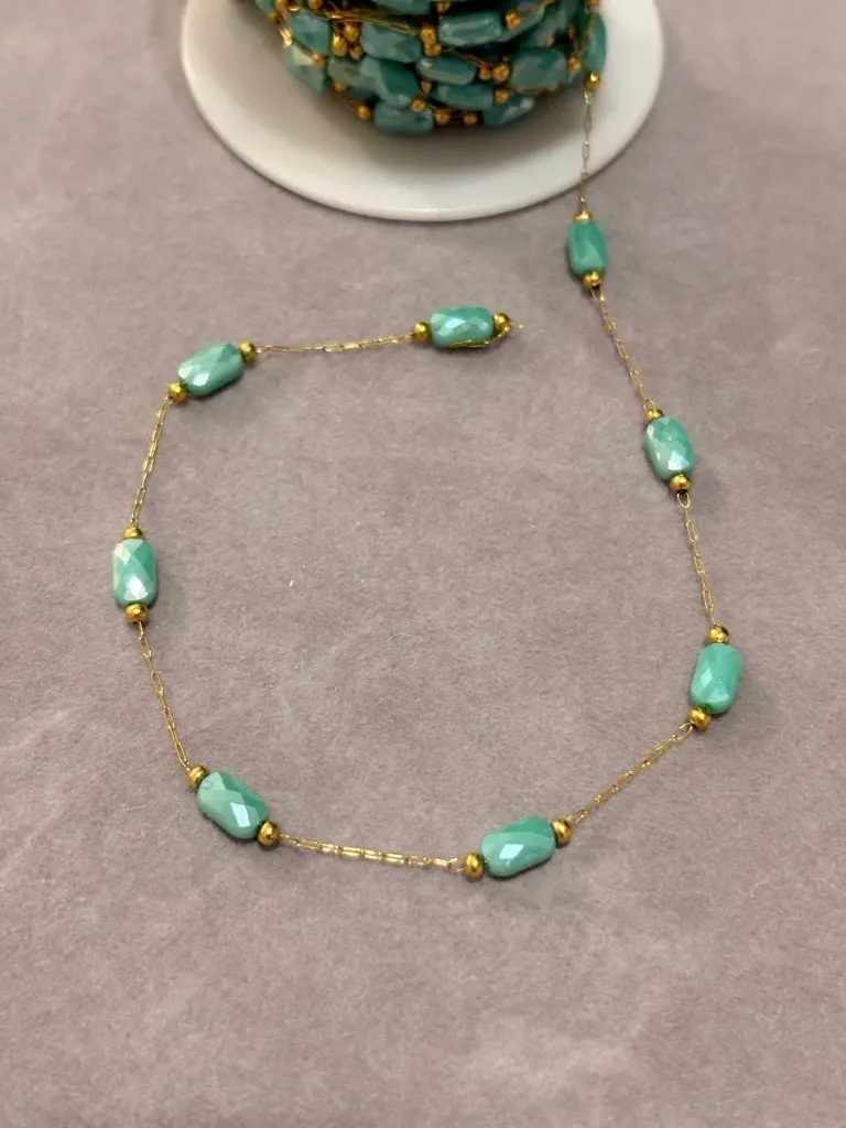 Mint crystal chain-Stainless steel