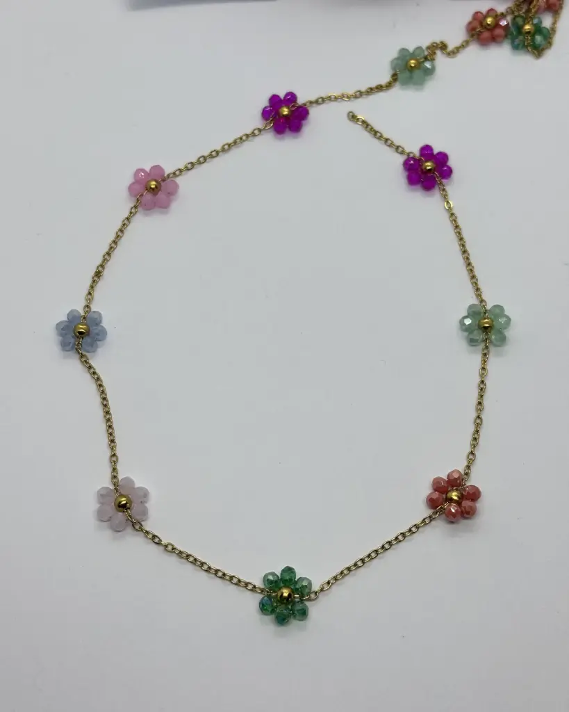 Coloured flower chain-Stainless steel