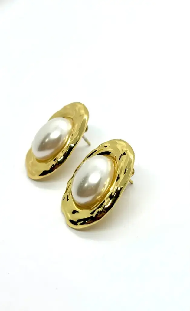 Big pearl earring-Stainless steel