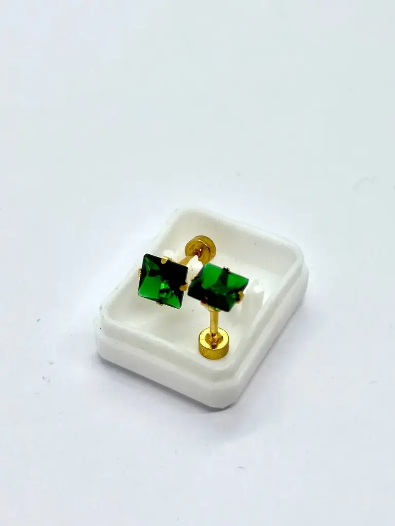 Green diamond earring-Stainless steel