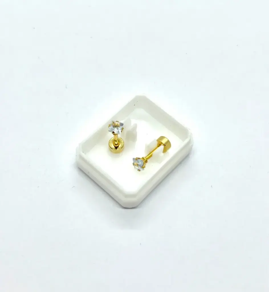Diamond flatback earring-Gold palated