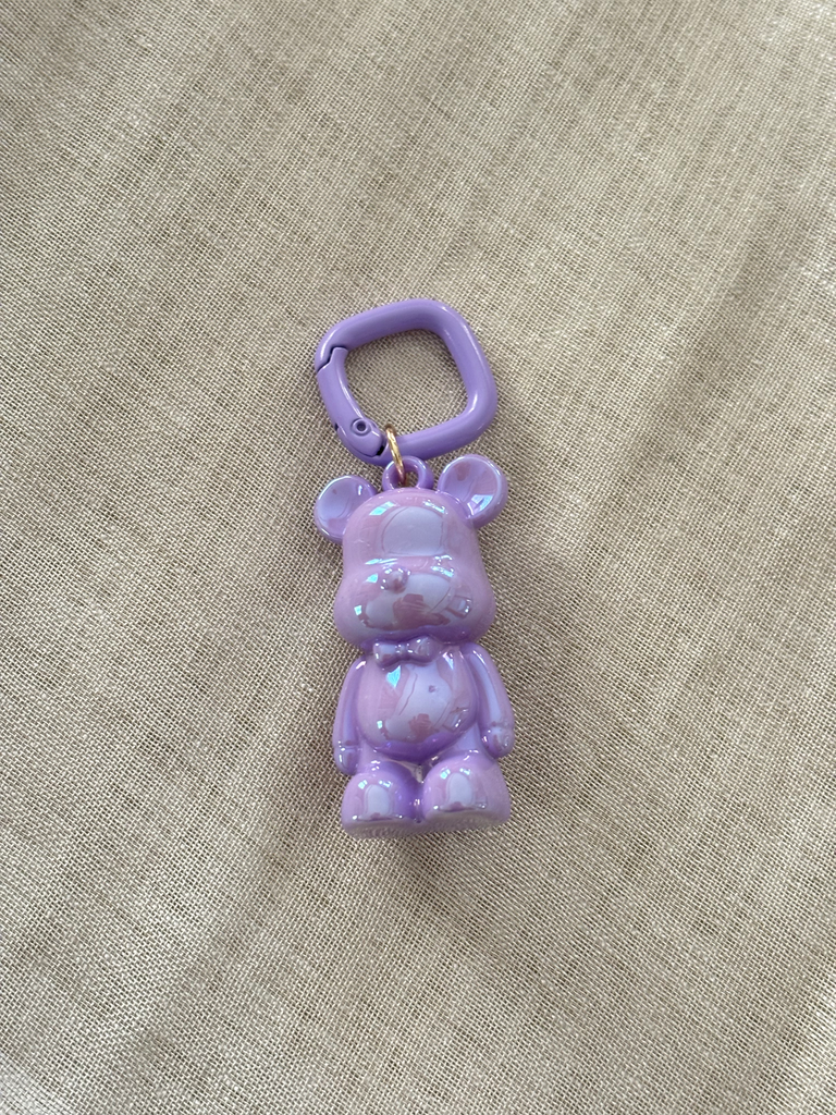 Purple teddy bear charm