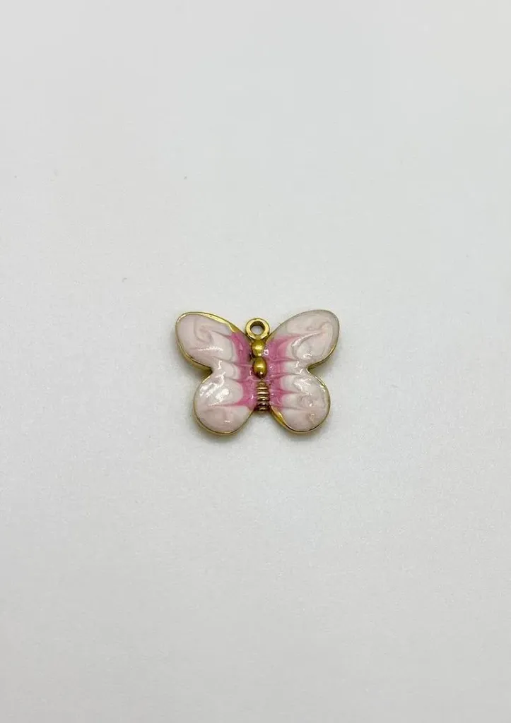 Pink butterfly charm-Stainless steel