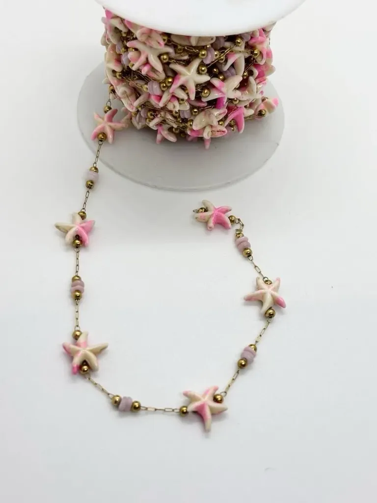 Pink starfish chain-Stainless steel