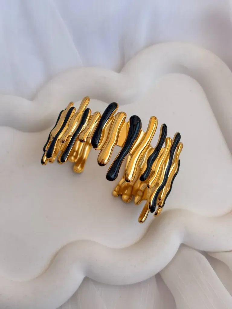Black and gold bangle -Stainless steel
