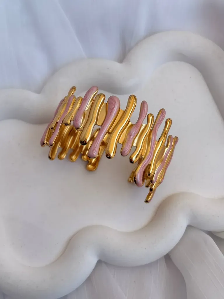 Pink and gold bangle-Stainless steel