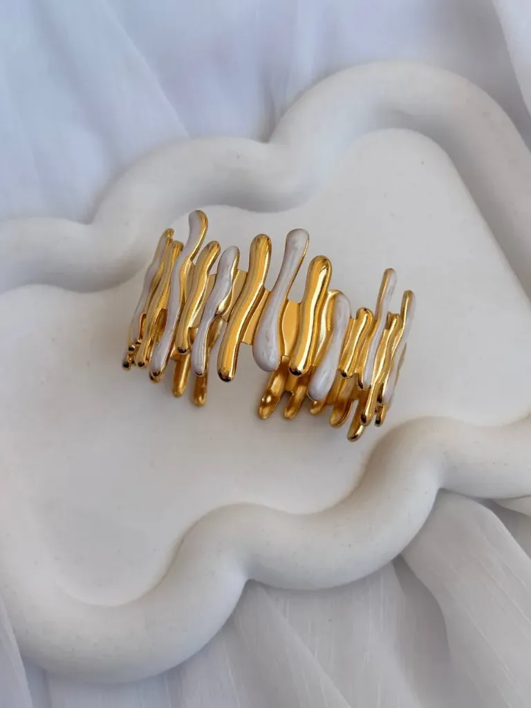 White and gold bangle-Stainless steel