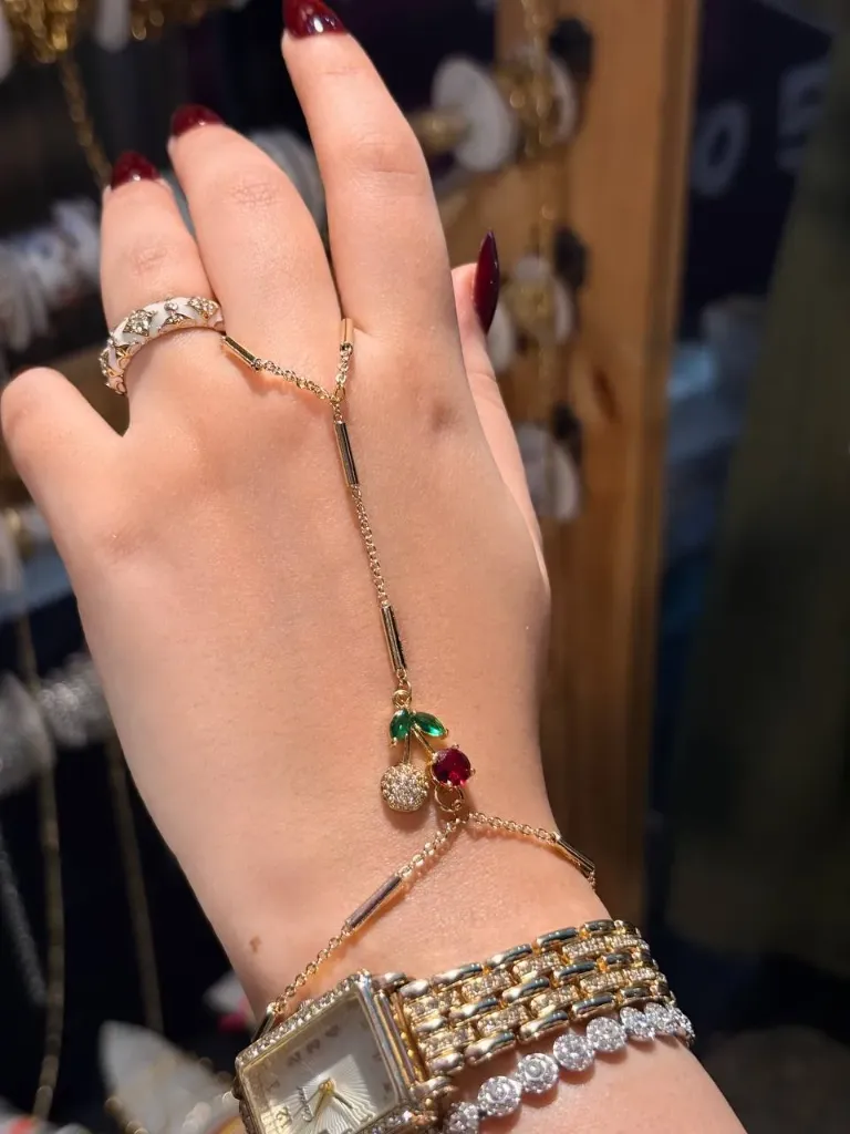Cherry hand chain-Gold plated