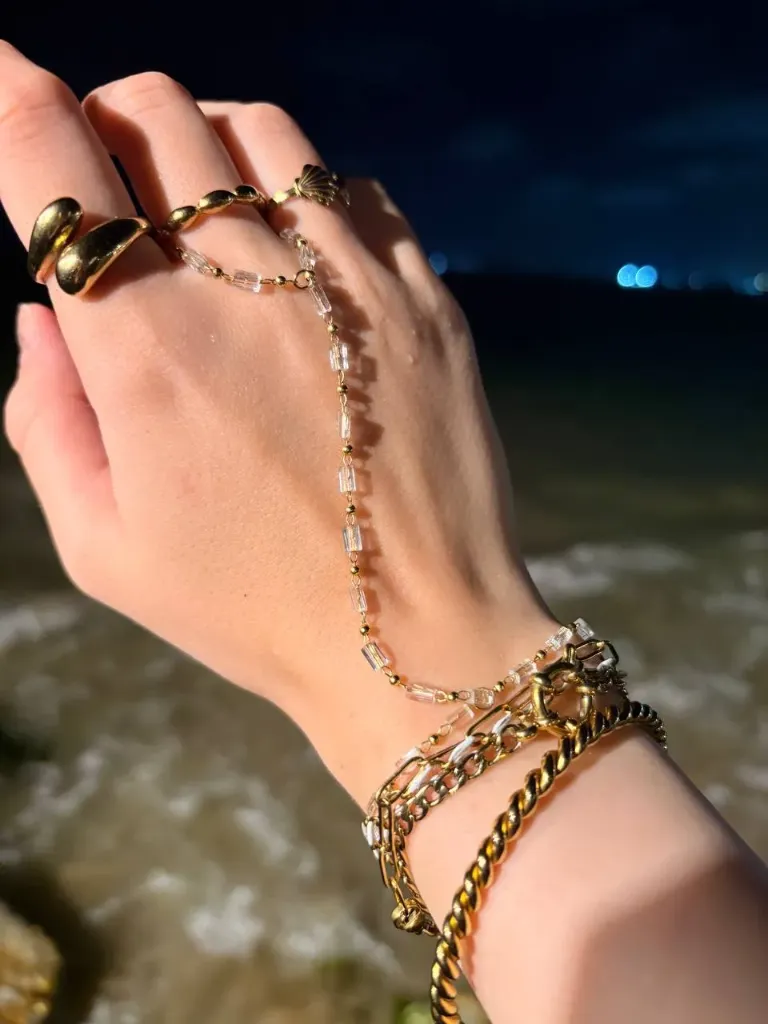 Crystal hand chain-Stainless steel