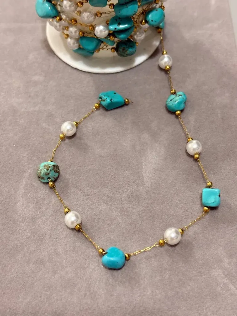 Turquoise stone-Stainless steel (bracelet)