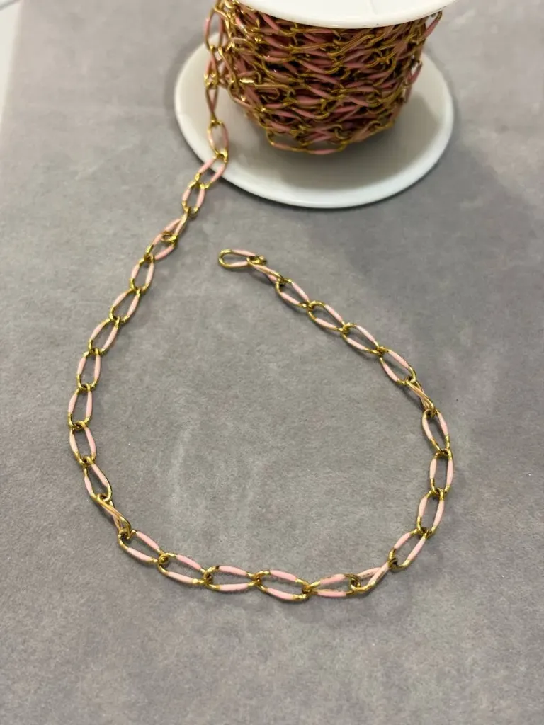 Pink stainless steel chain (bracelet)