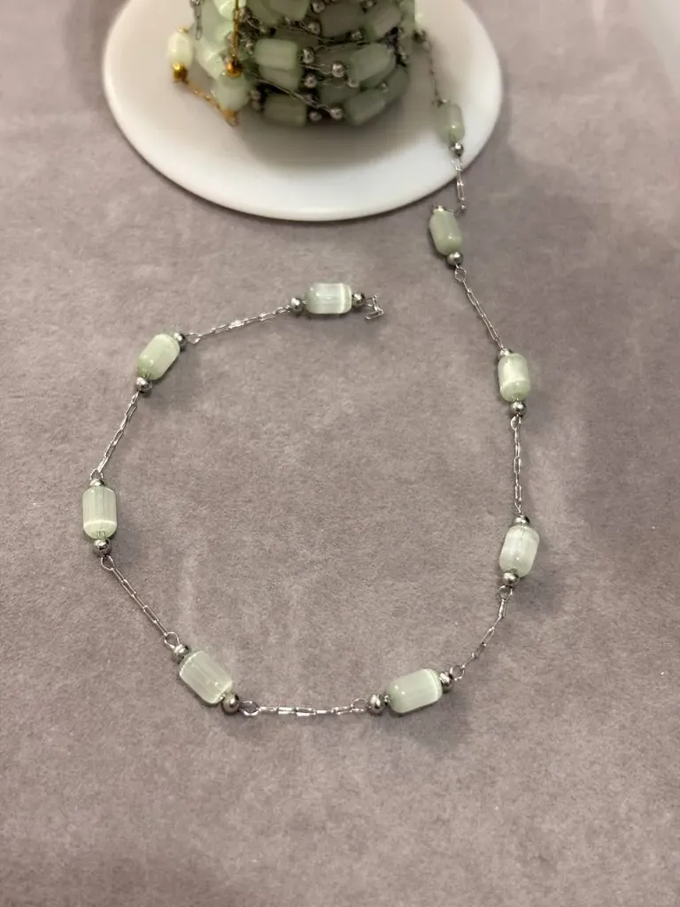 Mint silver beaded chain-Stainless steel (bracelet)