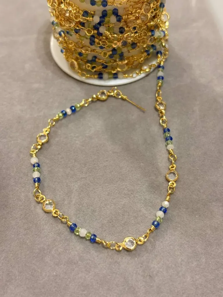 Blue crystals-Gold plated