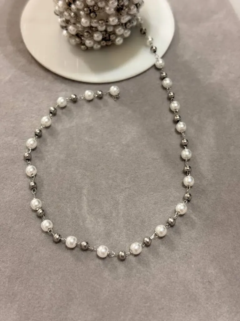 Silver beads chain-Stainless steel (40cm necklace)