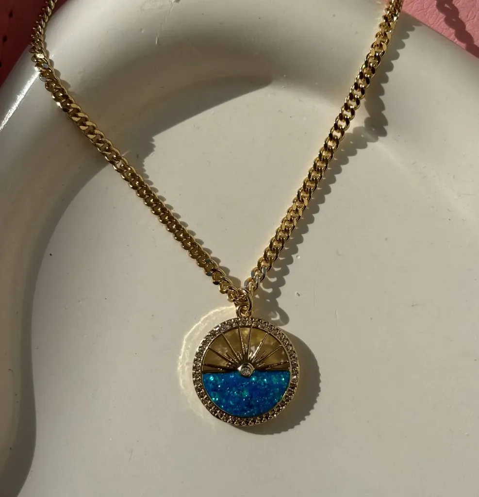 Blue gold blated necklace