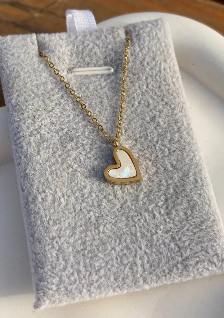 White heart necklace-Stainless steel