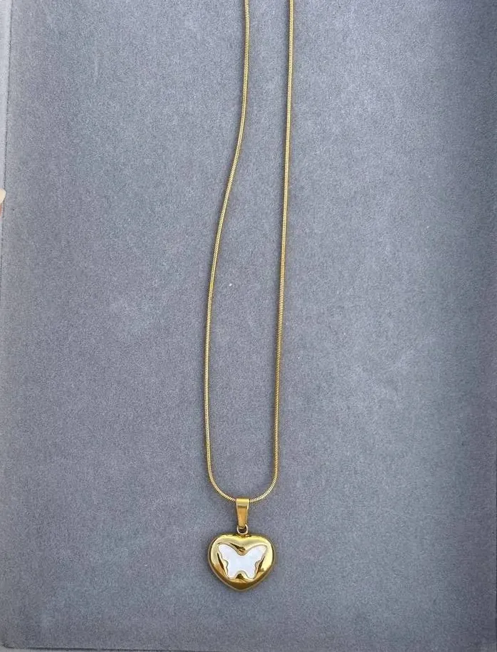 White Butterfly Necklace-Stainless steel