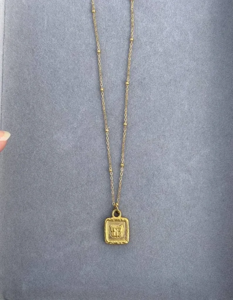 Gold butterfly necklace-Stainless steel