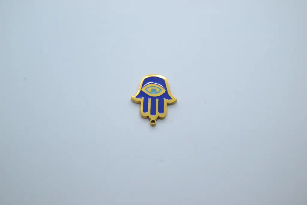 Blue hamsa hand and evil eye-Stainless steel