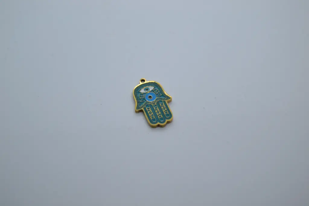 Dark mint hamsa hand and evil eye-Stainless steel