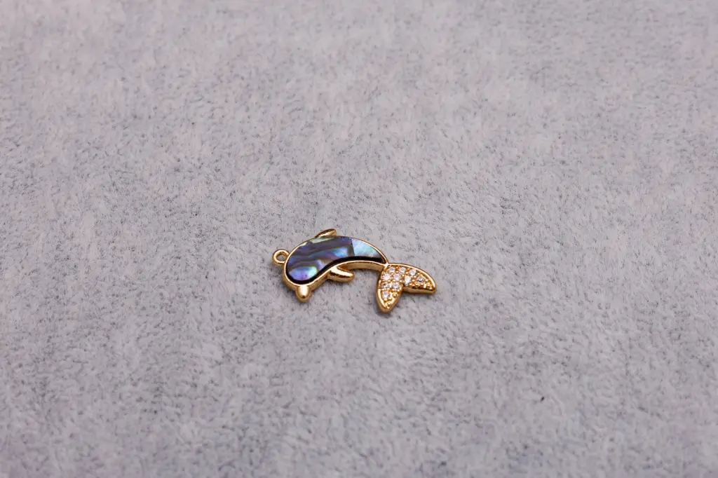 Blue small dolphin-Gold plated