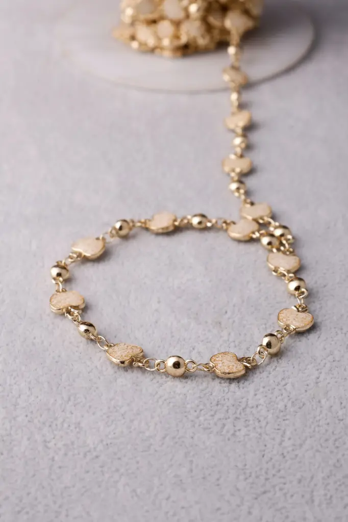 Apple chain off white and coloured -gold plated