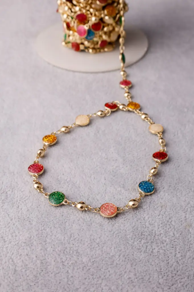 Circle colored chain -gold plated