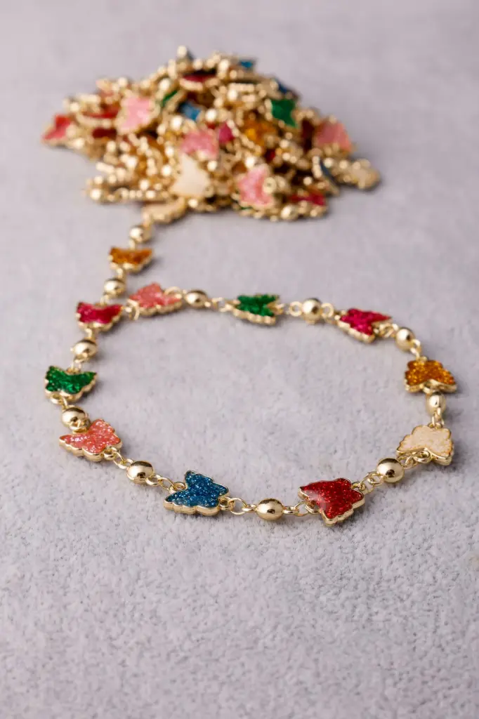 Butterfly colored chain -gold plated
