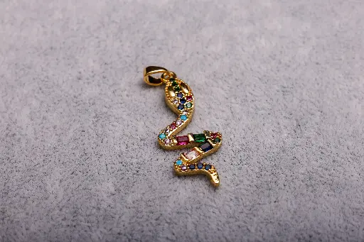 Colourful Snake- Gold plated