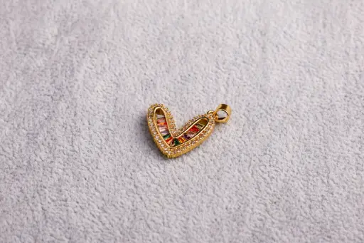 Coloured heart-Gold plated