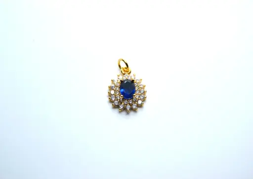 Blue crystal charm-Gold plated