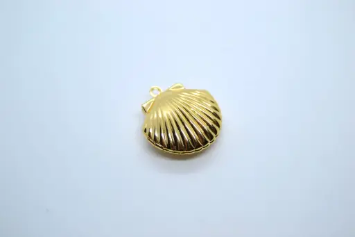 Shell locket charm-photo frame-Gold plated
