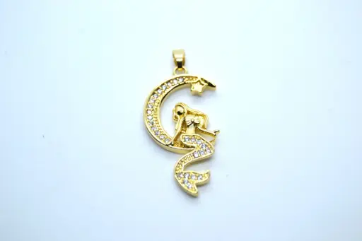 Mermaid on the moon-Gold plated