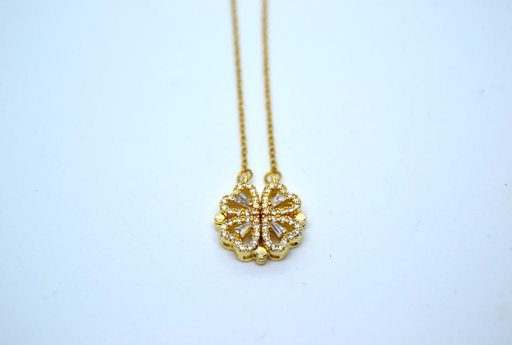Flower-Heart necklace -stainless steel 