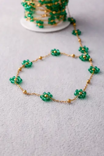 Gold flower chain -Stainless steel